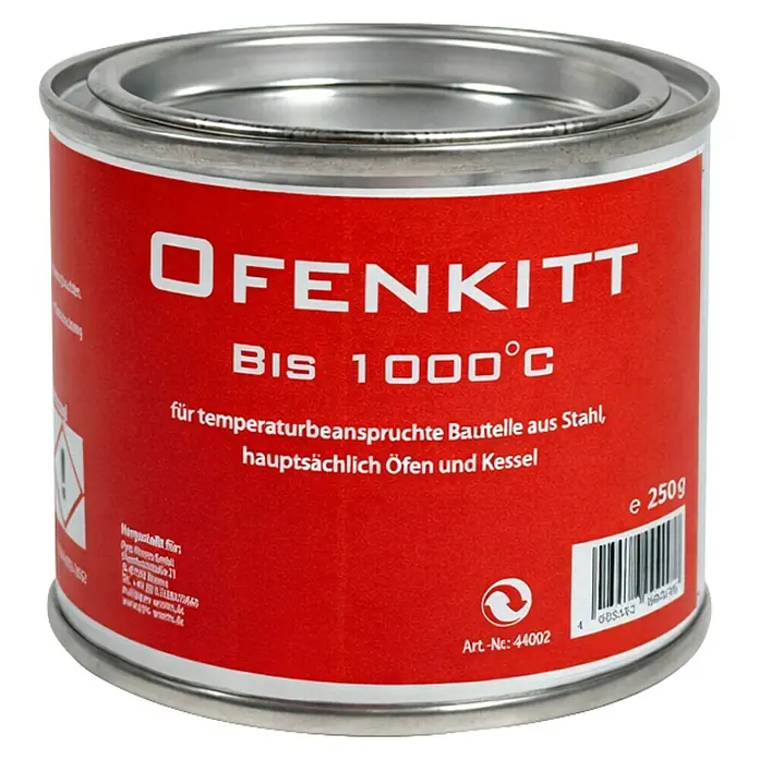 Ofen- & Kesselkitt - 250 g - Rote Dose Ofenkitt für Stahlteile, Öfen und Kessel, hitzebeständig bis 1000°C (250g).