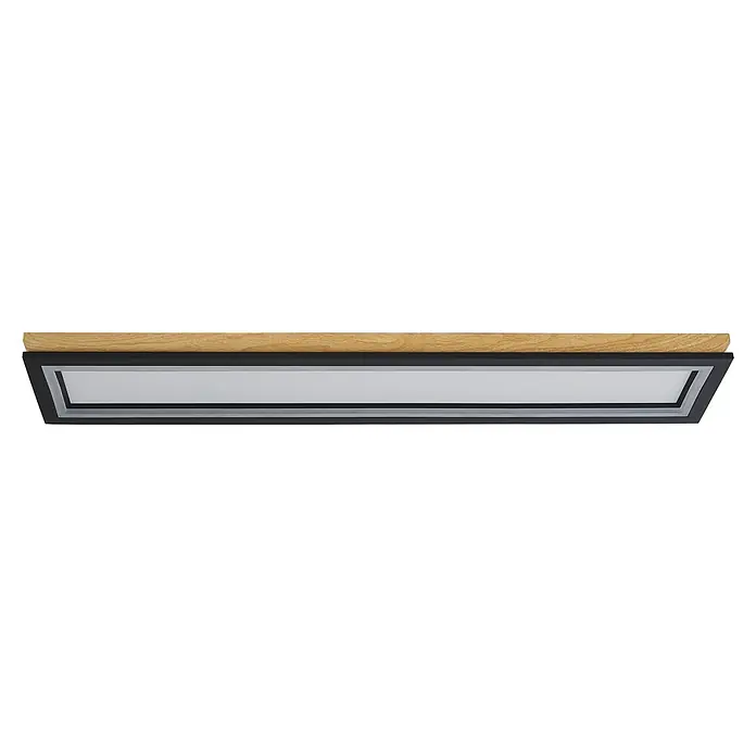 Direct Signs LED-Deckenleuchte Tobi Akus - 83 W, L x B x H: 94,4 cm x 19,4 cm x 43 mm, Schwarz, Holzoptik, Warmweiß - Schwarze LED-Unterbauleuchte mit weißer Blende und Holzplatte.