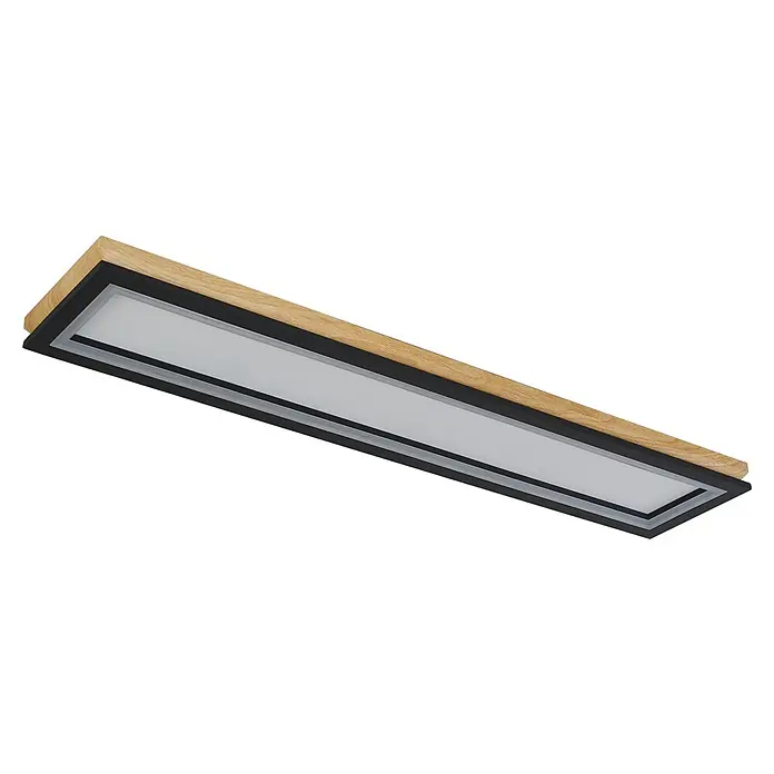 Direct Signs LED-Deckenleuchte Tobi Akus - 83 W, L x B x H: 94,4 cm x 19,4 cm x 43 mm, Schwarz, Holzoptik, Warmweiß - Lineare LED-Deckenleuchte mit hellem Holz- und schwarzem Rahmen, mit weißem Diffusor.