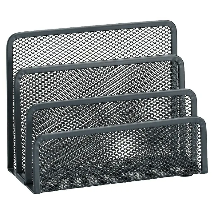 Zeller Present Schreibtisch-Organizer Briefablage Mesh - 17,5 x 8,5 x 13,5 cm, Metall, Anthrazit - Dunkelgrauer mehrstufiger Schreibtisch-Organizer aus Metallgitter für Dokumente.