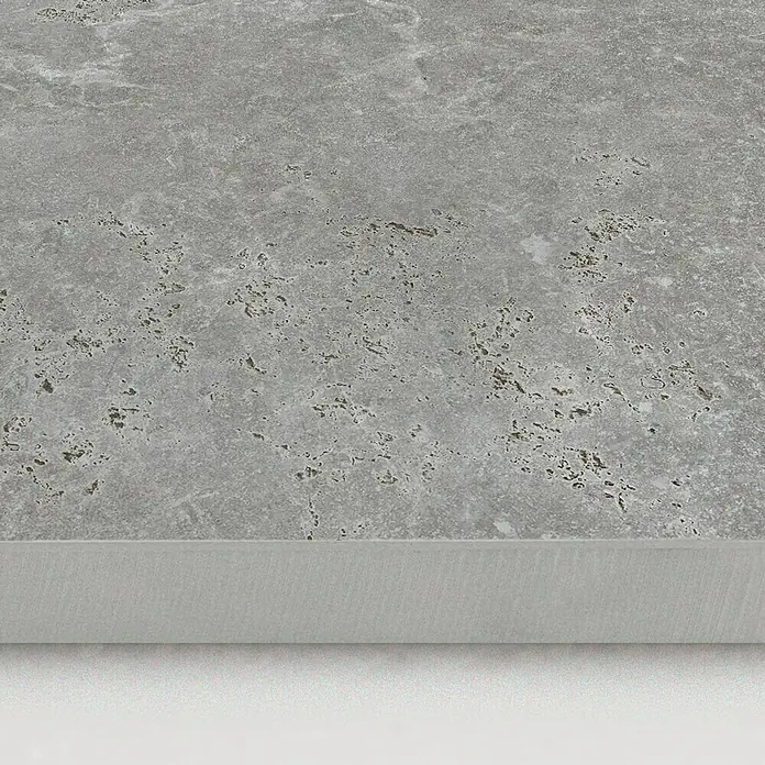 DryTile Feinsteinzeugfliese Silkstone Schlamm - 30 x 60 cm, Grau, Matt - Graue, texturierte Steinoptik-Oberfläche mit sichtbarer Kante.