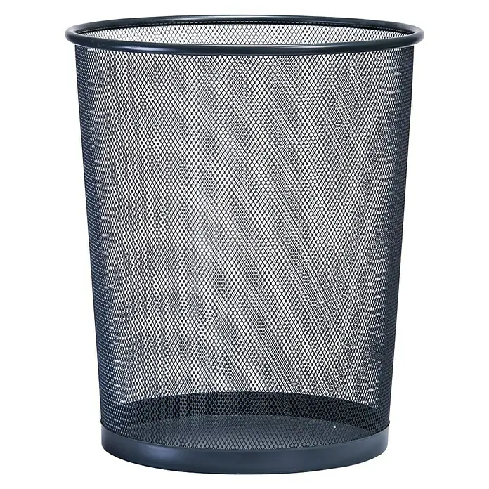 Zeller Present Papierkorb Mesh - Ø x H: 29,5 x 35 cm, Metall, Anthrazit - Schwarzer zylindrischer Papierkorb aus Metallgitter mit festem Rand und Boden.
