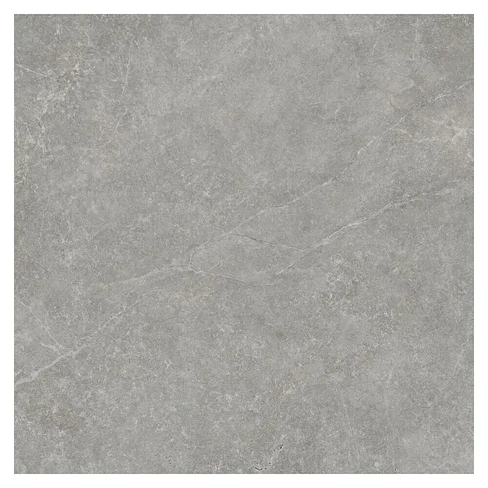 DryTile Feinsteinzeugfliese Silkstone Schlamm - 60 x 60 cm, Grau, Matt - Graue Marmorfliese mit natürlichen Maserungen.