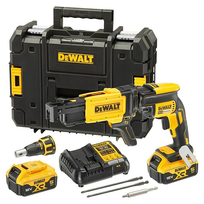 DeWalt XR 18V Atornillador para placas de yeso de batería DCF620 (18 V, 2 baterías, 5 Ah, 30 Nm) | BAUHAUS