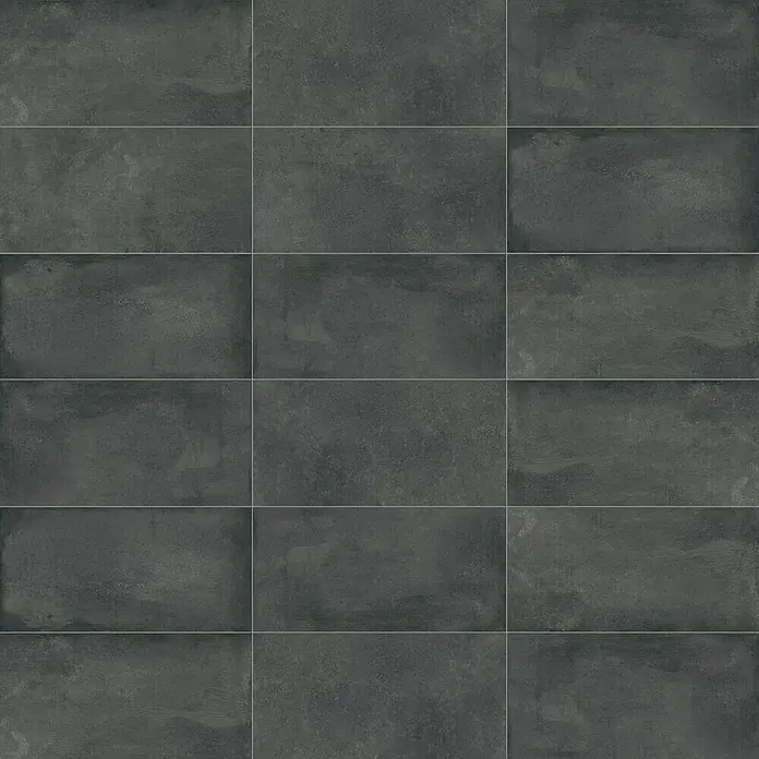 DryTile Feinsteinzeugfliese Studio Asphalt - 30 x 60 cm, Anthrazit, Matt - Dunkelgraue, rechteckige Fliesen in Betonoptik für moderne Boden- oder Wandbeläge.