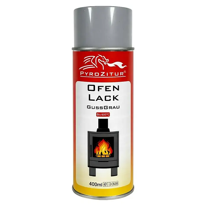 Lackspray - 400 ml, Gussgrau - PYROZITUR 400ml Sprühdose Gussgrau Ofenlack, hitzebeständig bis 600°C.