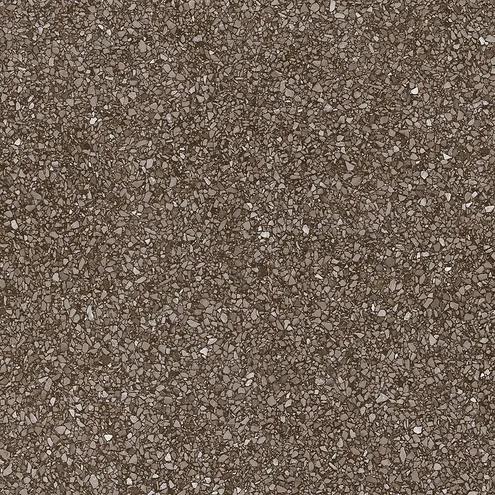 DryTile Feinsteinzeugfliese Terrazzo Red - 60 x 60 cm, Rot, Matt - Dunkelbraune Terrazzofliese mit unregelmäßigen hellbraunen und cremefarbenen Aggregaten für eine gesprenkelte, strukturierte Oberfläche.