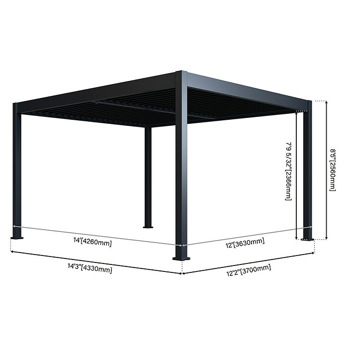 Paragon Outdoor Pergola Grand Tuscan 1214 (Anthrazit, Metall, L x B x H: 370 x 433 x 256 cm) | BAUHAUS