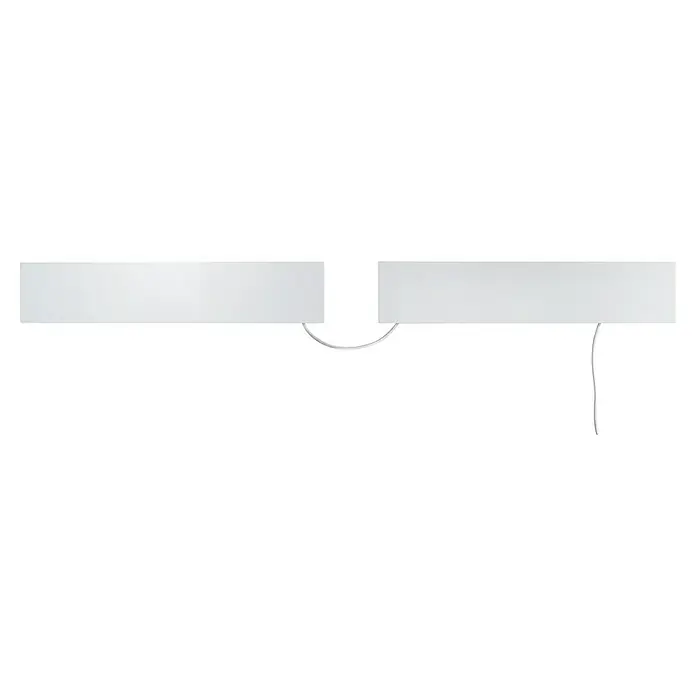 E2 elektro Schimmelschutz Anti-Schimmelheizer SICCO Basis - 602 x 44 mm, Weiß - Zwei weiße rechteckige Paneele, verbunden durch ein dünnes, gekrümmtes weißes Kabel.