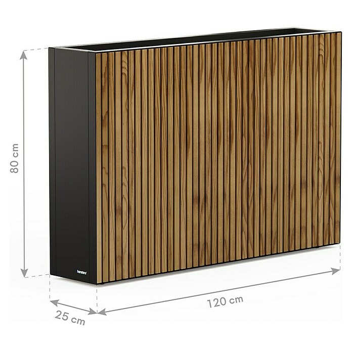 Herstera Garden Pflanzkasten Deco Planter (Außenmaß (L x B x H): 120 x 25 x 80 cm, Holz, Schwarz, Natur) | BAUHAUS