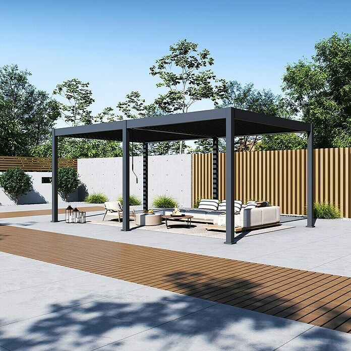 Paragon Outdoor Pergola Grand Tuscan 1220 (Anthrazit, Metall, L x B x H: 599,2 x 370 x 256 cm) | BAUHAUS