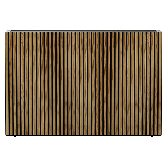 Herstera Garden Pflanzkasten Deco Planter - Außenmaß (L x B x H): 120 x 25 x 80 cm, Holz, Braun/Schwarz - Rechteckige Lamellenverkleidung aus hellem Holz mit schwarzen Zwischenräumen, als Heizkörperverkleidung oder Schrankfront.