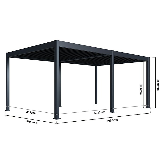 Paragon Outdoor Pergola Grand Tuscan 1220 (Anthrazit, Metall, L x B x H: 599,2 x 370 x 256 cm) | BAUHAUS