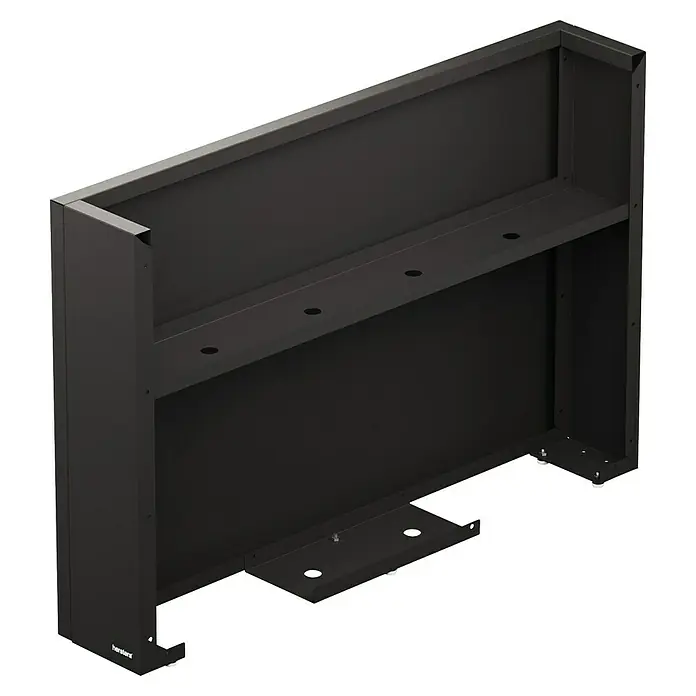 Herstera Garden Pflanzkasten Deco Planter - Außenmaß (L x B x H): 120 x 25 x 80 cm, Holz, Braun/Schwarz - Schwarzer Metall-Wandrahmen mit Einlegeboden und mehreren runden Aussparungen zur Komponentenmontage.
