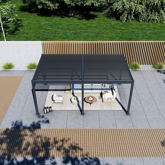 Paragon Outdoor Pergola Grand Tuscan 1220 (Anthrazit, Metall, L x B x H: 599,2 x 370 x 256 cm) | BAUHAUS