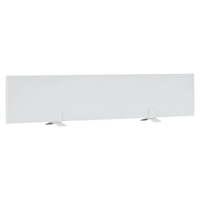 E2 elektro Schimmelschutz Anti-Schimmelheizer SICCO Basis - 602 x 44 mm, Weiß - Weißer, opaker Schreibtisch-Trennpaneel mit zwei Stützfüßen.