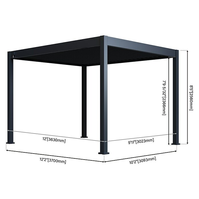 Paragon Outdoor Pergola Grand Tuscan 1012 (Anthrazit, Metall, L x B x H: 310 x 370 x 256 cm) | BAUHAUS