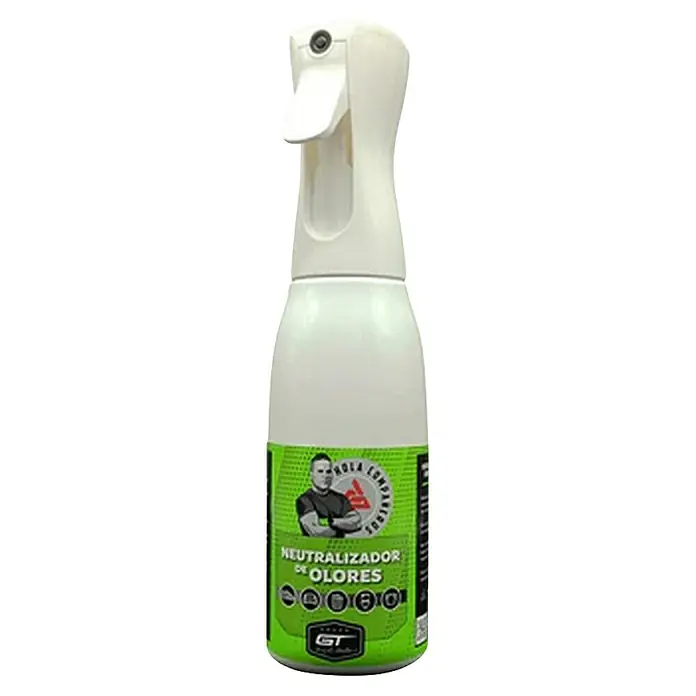 GT Automoción Neutralizador de olores - Neutro, 500 ml - Botella pulverizadora blanca con etiqueta verde para neutralizador de olores.