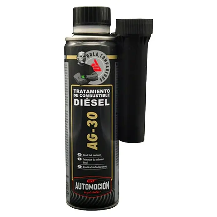 GT Automoción Aditivo para diésel AG-30 - 300 ml - Botella negra de tratamiento de combustible diésel AG-30 con vaso medidor negro.