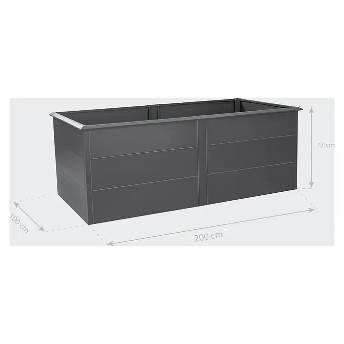Westmann Hochbeet Primus XL - 100 x 200 x 77 cm, Stahl, Anthrazit - Dunkelgraues rechteckiges Hochbeet, 200x100x77 cm, zum Pflanzenanbau.