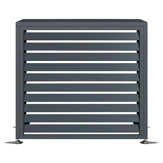 Westmann Verkleidung Boxa S - Ausführungseigenschaft: L 100 x B 56 x H 97 cm, Anthrazit - Dunkelgraue Lamellenverkleidung für Außengeräte mit verstellbaren Füßen, bietet Belüftung und Schutz.