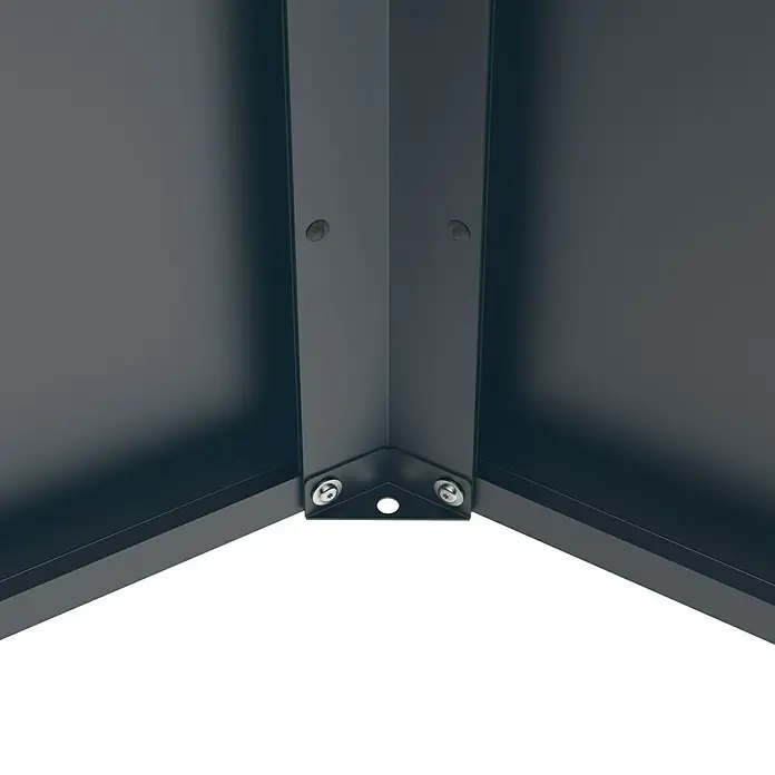 Westmann Hochbeet Varia 77 - 100 x 100 x 77 cm, Metall, Grau - Dunkelgrauer Eckverbinder aus Metall, der zwei Platten mit Schrauben und einem Mittelloch verbindet.