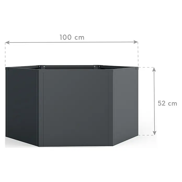 Westmann Hochbeet Varia 52 - 100 x 100 x 52 cm, Metall, Grau - Dunkelgraues sechseckiges Hochbeet, 100 cm breit und 52 cm hoch.