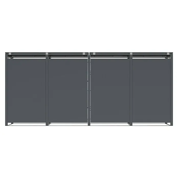 Westmann Mülltonnenbox Status 4 - Geeignet für Anzahl Mülltonnen: 4 Stk., Stahl, Acryl, Anthrazit - Dunkelgraue Metall-Toilettentrennwände, die zwei Kabinen bilden.