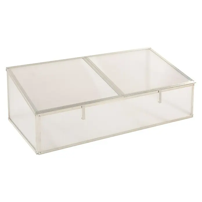 Westmann Frühbeet-Aufsatz Genus 130 - Passend für: Westmann Hochbeet Genus 130, L x B x H: 125 x 62 x 41 cm - Silbernes Aluminium-Frühbeet mit transparenten, gerippten Kunststoffplatten und aufklappbarem Deckel.