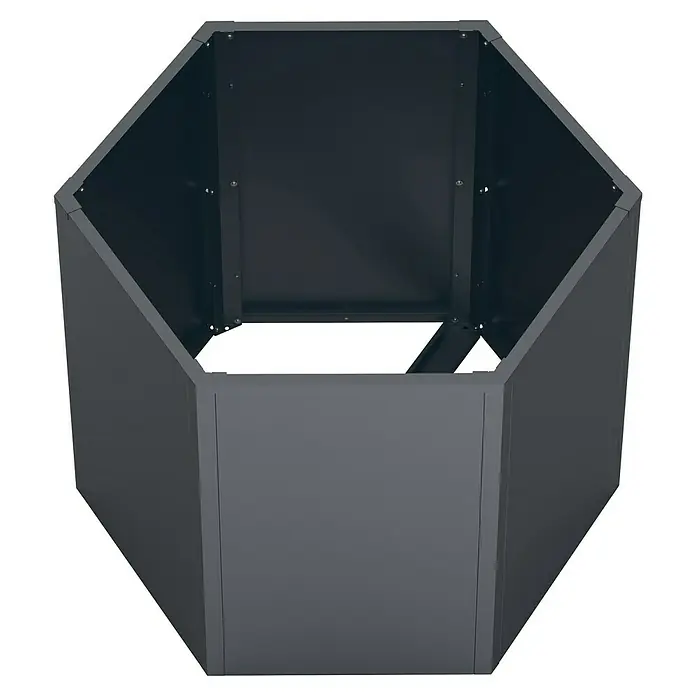Westmann Hochbeet Varia 77 - 100 x 100 x 77 cm, Metall, Grau - Sechseckiges dunkelgraues Metall-Hochbeet mit verschraubten Paneelen, oben und unten offen für vielseitige Nutzung.