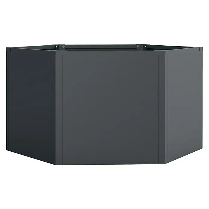 Westmann Hochbeet Varia 52 - 100 x 100 x 52 cm, Metall, Grau - Dunkelgraues sechseckiges Metall-Pflanzgefäß für den Außenbereich.