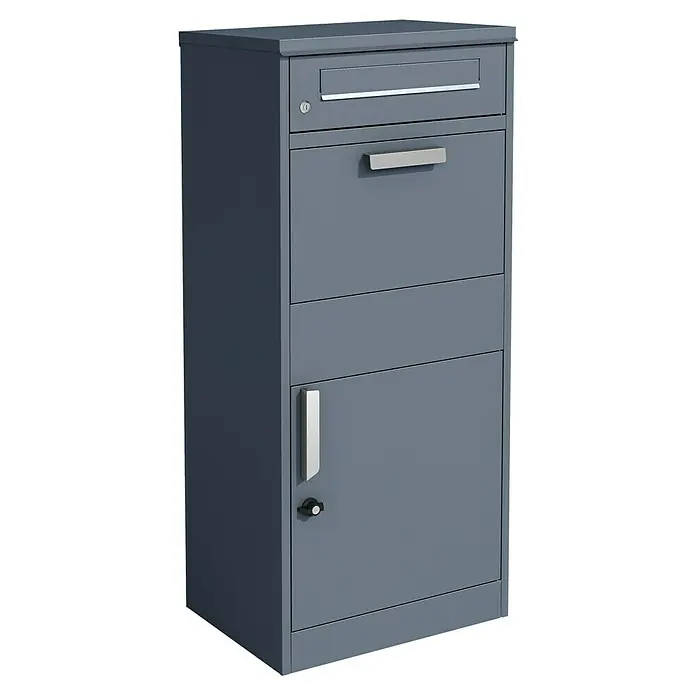 Westmann Paketbox Pedro - Höhe: 112 cm, Grau, Stahl - Anthrazitgrauer Metall-Paketschrank mit Briefschlitz, Fach mit Griff und abschließbarer Tür.