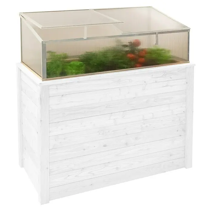 Westmann Frühbeet-Aufsatz Genus 100 - Passend für: Westmann Hochbeet Genus 100, L x B x H: 95 x 62 x 41 cm - Weißes Hochbeet aus Holz mit transparentem Frühbeet für Pflanzen.