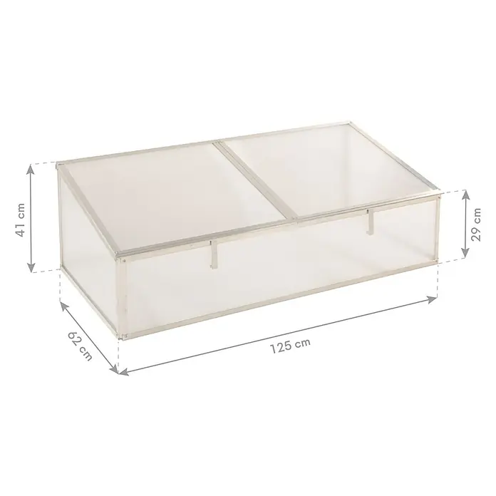 Westmann Frühbeet-Aufsatz Genus 130 - Passend für: Westmann Hochbeet Genus 130, L x B x H: 125 x 62 x 41 cm - Aluminium-Frühbeet mit transparenten Platten, 125x62x41/29 cm, für Pflanzenschutz.