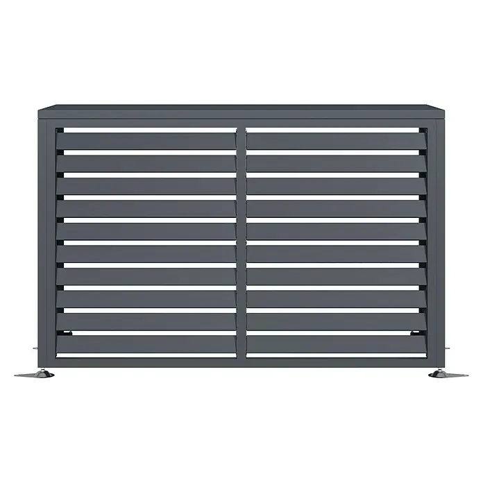 Westmann Verkleidung Boxa M - Ausführungseigenschaft: L 140 x B 56 x H 97 cm, Anthrazit - Dunkelgrauer Lamellen-Sichtschutz für den Außenbereich mit zwei Paneelen und Stützfüßen.