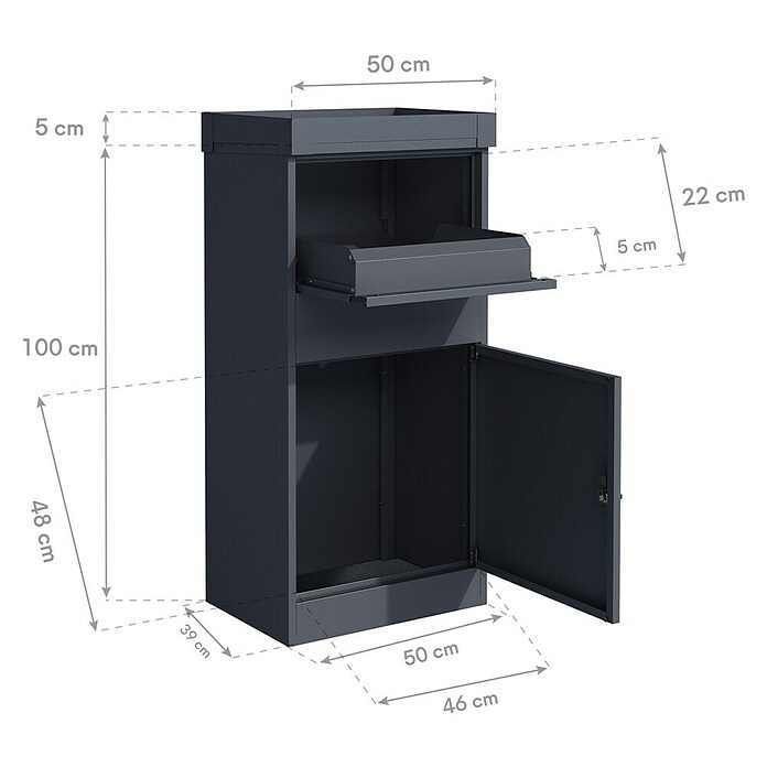 Westmann Paketbox Piet (Anthrazit, Metall, B 50 x H 105 x T 37 cm) | BAUHAUS