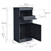 Westmann Paketbox Piet (Anthrazit, Metall, B 50 x H 105 x T 37 cm) | BAUHAUS
