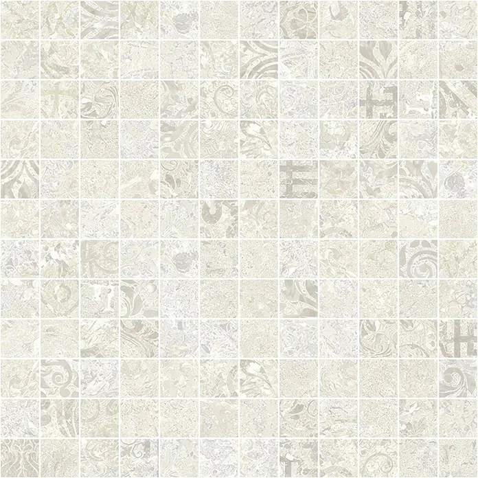 Bohemian Mosaikfliese - 29,75 x 29,75 cm, Sand, Matt - Helle, neutrale Mosaikfliesen mit vielfältigen dezenten Mustern für Wand oder Boden.