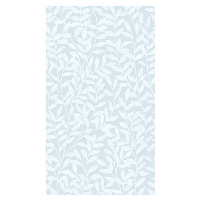 D-c-fix Static Premium Glasfolie Jane - 45 cm x 15 m, Weiß-Transparent - Hellblaues nahtloses Muster mit weißen, strukturierten Blattzweigen.
