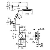 Grohe Douchesysteem Precision Thermostat met Vitalio Start 250 (Aantal straalsoorten: 2 st., Zwart) | BAUHAUS