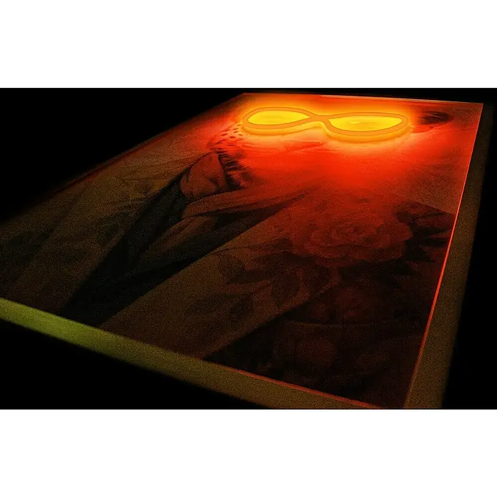 ProArt Cuadro Neon Art Leopardo - Leopardo, An x Al: 50 x 70 cm - Panel iluminado con gafas naranjas brillantes y un diseño rojo fuego y estampado.