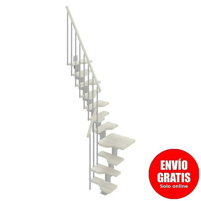 Scrigno Escalera principal Sailor L (Blanco, Plata, Ancho: 61 cm, 1/4 espiral izquierda, Con barandilla) | BAUHAUS