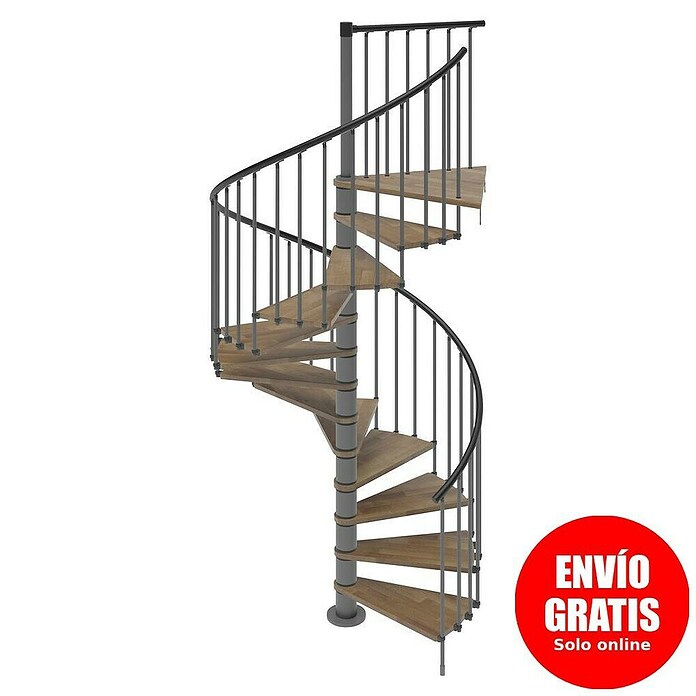 Scrigno Escalera de caracol Loop (Antracita/Nogal, Diámetro: 105 cm, Altura de planta: 267 cm - 312 cm) | BAUHAUS