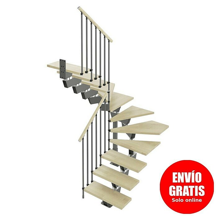 Scrigno Escalera principal Lumina U (Antracita/Beige, 85 cm, 1/4 espiral izquierda, Altura de planta: 241 cm - 289 cm) | BAUHAUS