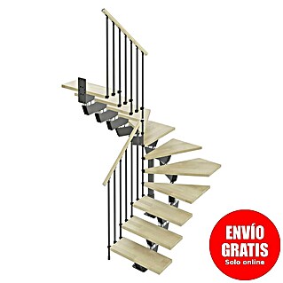 Scrigno Escalera principal Lumina U (85 cm, 1/4 espiral izquierda, Altura de planta: 241 cm - 289 cm, Antracita/Beige)