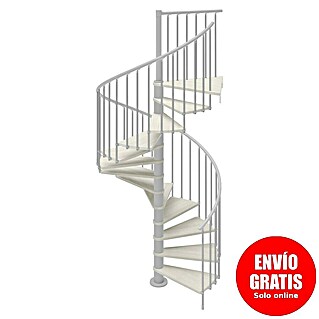 Scrigno Escalera de caracol Loop (Diámetro: 160 cm, Altura de planta: 267 cm - 312 cm, Plata/Blanco)