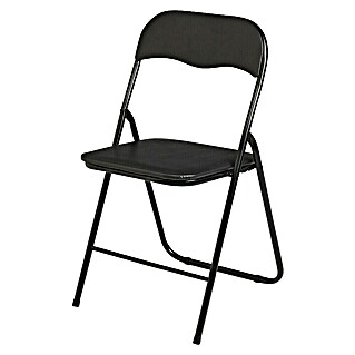 Silla plegable (Negro, Polipiel/Metal)
