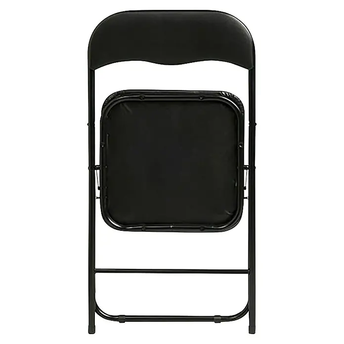 Silla plegable - Negro, Polipiel/Metal - Silla plegable negra con estructura de metal y asiento y respaldo acolchados.