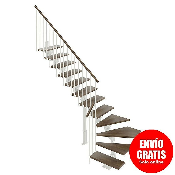 Scrigno Escalera principal Lumina L (75 cm, 1/4 espiral izquierda, Altura de planta: 241 cm - 289 cm, Plata/Nogal) | BAUHAUS