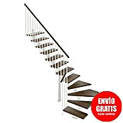 Scrigno Escalera principal Lumina L (75 cm, 1/4 espiral izquierda, Altura de planta: 241 cm - 289 cm, Plata/Nogal) | BAUHAUS